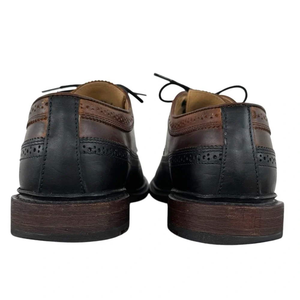 Frye Graham Wingtip Oxford Shoes Lace Up Leather Brogue Two-Tone Black Brown 9.5 - Picture 5 of 12
